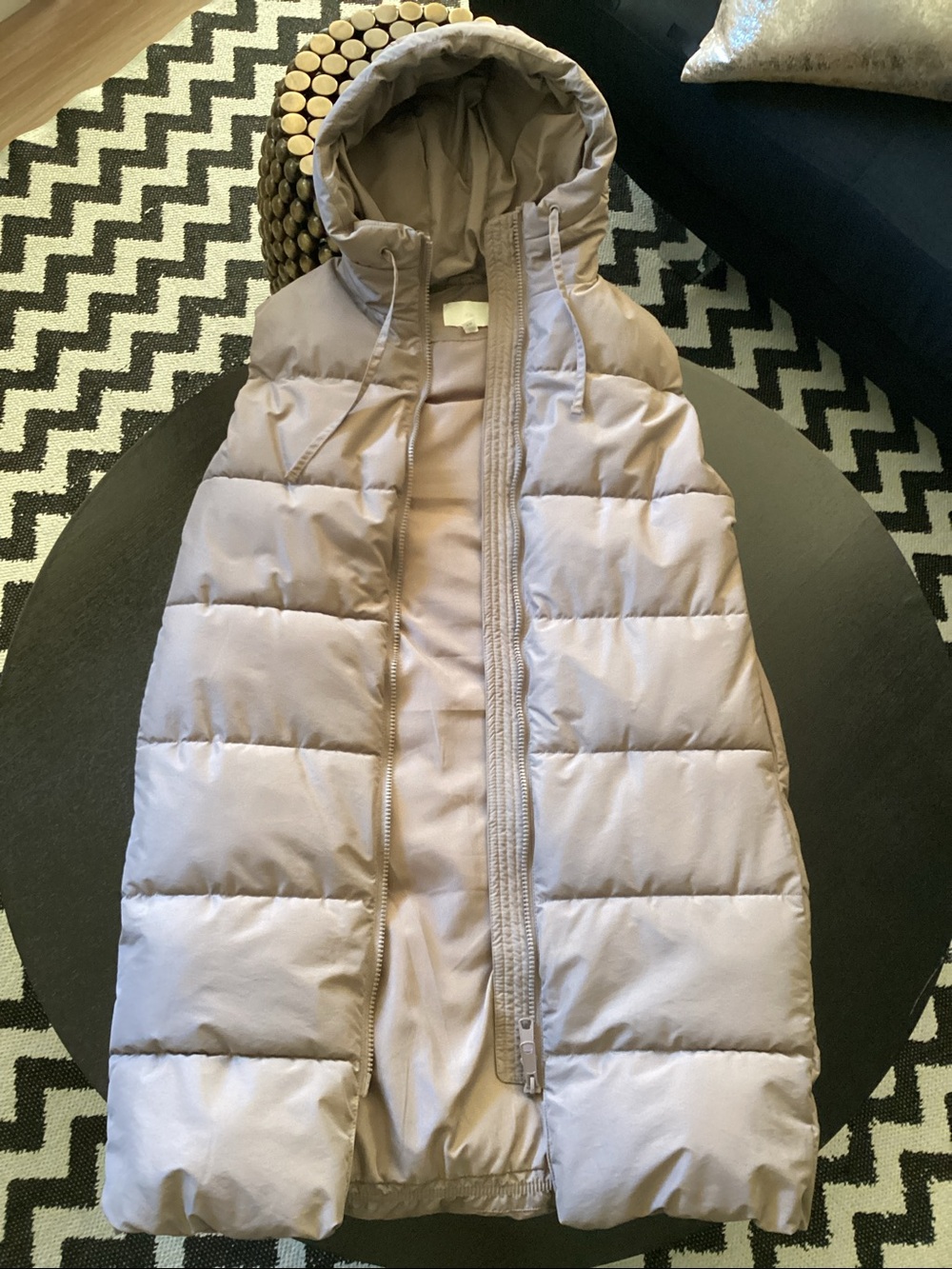 H & M Long Style Hooded Puffer Vest